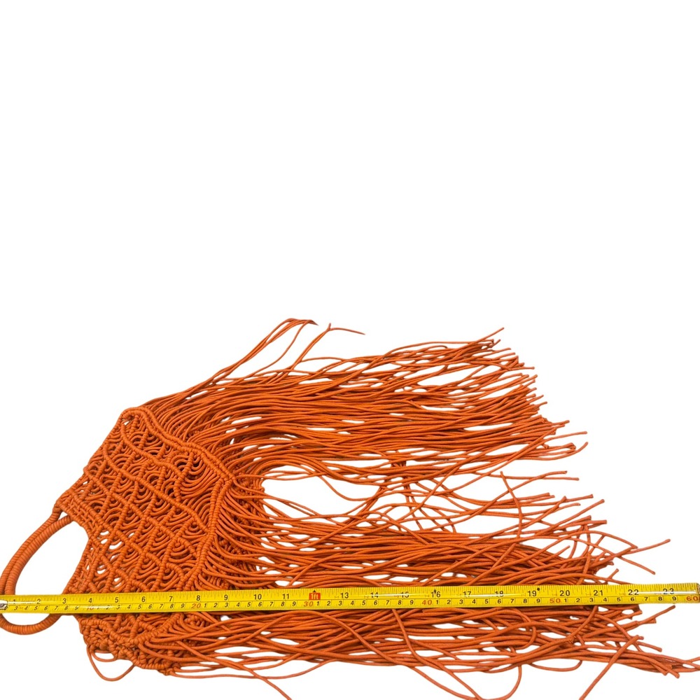 PrettyLittleThing Orange Macrame Fringe‎ Tote Bag NWT - Picture 6 of 8